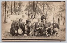 Group of Men in Suits Holding Hats and Women in Dresses c1904-1918 RPPC Postcard picture