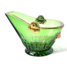 NEWTON MILLS N.S. ANTIQUE Green Depression Souvenir Glass Trinke COAL BUCKET picture