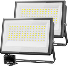 2 Pack 150W LED Flood Light Outdoor, 15000LM Super Bright Work Lights Plug In, 6 picture