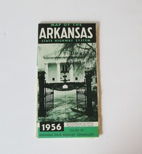 Vintage 1956 Arkansas Vehicle Road Travel Map State Highway Commission picture