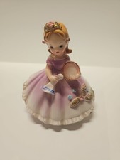 VINTAGE ERICH STAUFFER ARNART GIRL PORCELAIN FIGURINE FOIL STICKER ☆PLS READ  picture