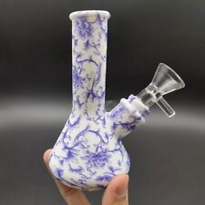 4.7inch Silicone Water Pipe Smoking Shisha Hookah Purple Floral Bubbler Bong US picture