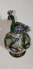 sparkly peacock cloisonne enameled swarovski crystals perfume bottle picture