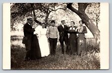 RPPC People Holding Birds in Woods Nice Hats AZO 1904-1918 ANTIQUE Postcard 1437 picture