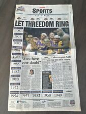 Vintage LA Lakers Newspaper Los Angeles Daily News Sports Section 2002 Threepeat picture