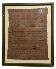 1798 Antique Needlework FOLK ART SAMPLER / Mary Barber Baltimore, MA picture