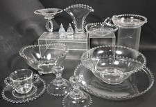 13-PC VTG CANDLEWICK IMPERIAL GLASS Punch Bowl & Plate, Serving Bowl, Dishes S&P picture