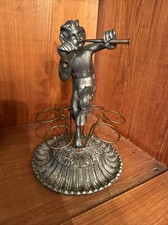 Antique (Bronze ?) White Metal Cast Cherub Statue Shot Glass Holder L&L W.M.C. picture
