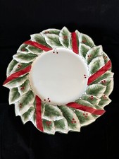 Vtg Este Ce Italy Hand Painted Holly Berry Wreath Platter Christmas Bloomingdale picture