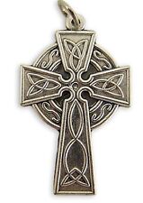 Silver Tone Irish Celtic Trinity Knot Cross Pectoral Pendant, 1 1/4 Inch picture