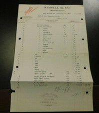 1906 RUSSELL & CO MANUFACTURERS VINTAGE LETTERHEAD   e1281XST1 picture