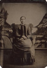 Antique 19th Century Tintype Photo Woman with Short Hair Scarf picture