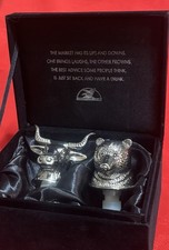 Vintage Neiman Marcus Silver-Plated New Bull Bear Market Wine Bottle Stoppers picture