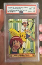 1999 POKEMON JPN BANDAI CARDDASS VENDING SER 8 #275 ASH/LUANA/PIKACHU PSA 10 picture
