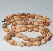 A BEAUTIFUL STRAND OF 64 ANCIENT CARNELIAN FULLY PATINIZED AGATE BEADS picture