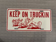 Vintage “KEEP ON TRUCKIN” License Plate Embossed Metal, NOS picture