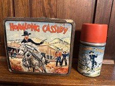 RARE  1954 Hopalong Cassidy Lunch Box & Thermos Set by Aladdin Industries, Hoppy picture