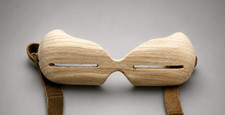 Inuit Wooden Snow Goggles, Eskimo Art, Rustic Carved Reproduction with straps picture
