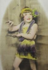 Vintage Hawaii Girl Hula Dancer Grass Skirt Lei Hand Colored Photo 1920-30's picture