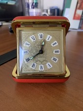 Vintage * Caravelle * Wind-Up Travel Alarm Clock  (Red Case) picture