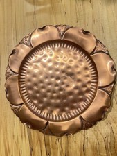 Vintage Solid Copper Decorative Platter 15.5 Inches picture