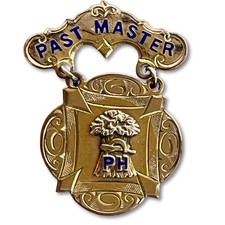 Vintage 1939-40 Masonic Past Master PH Jewel Pin 12K Gold Filled Fuller Regalia picture