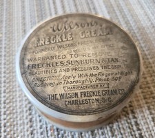 NOS 1912 Wilson's FRECKLE CREAM Milk Glass Jar Unopened  picture
