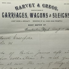 Harvey & Gregg Mfr Carriages Wagons Sleighs Letterhead Constantine Michigan 1886 picture