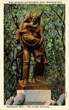 Hiawatha and Minnehaha Statue, Minnehaha Park, Minneapolis, Postcard picture