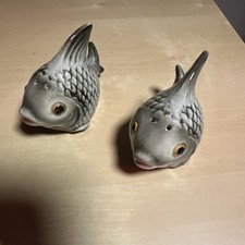 Rare Vintage Salt & Pepper Shaker Fish Set Made In Germany St Simon’s Island GA picture