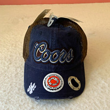 Vintage Coors Licensed Trucker Hat Cap Blue/Brown Mesh Bottle Opener Bill NWT picture