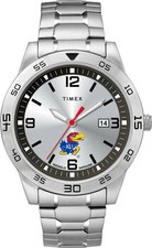 Timex Tribute Men's 42mm Kansas Jayhawks Silver Dial Stainless Steel Watch picture