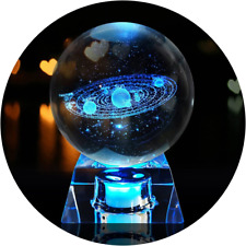 3D Solar System Crystal Ball with LED Base Astronomy Night Light for Home Decor picture