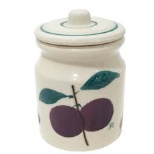 Vtg Hartstone Pottery Fruit Salad Canister 1983 Hand Painted Artist Initial 5.5