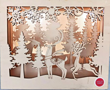 NEW  ART MINDS 3D Woodland Twinkle Light up Laser Cut Wooden Christmas Scene picture