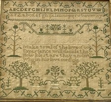 Antique 1836 American New England Schoolgirl Needlework Sampler – Silk on Linen picture