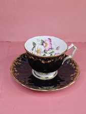 Aynsley Antique Rare Black and Gold Tea Cup & Saucer, Numbered picture