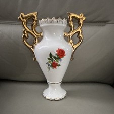 Vintage Louçarte Portugal Porcelain Floral Urn-Style Vase picture