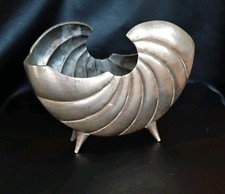 Vintage Mid Century Brass Nautilus Shell Footed Planter MCM BEAUTIFUL picture
