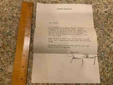 Vintage original hand  Signed Jimmy Stewart  Letter talking about going to war picture