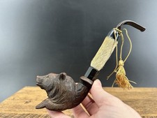 Antique Black Forest Hand Carved Figural Bear Pipe picture