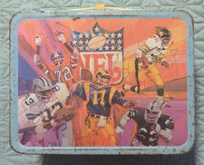 Vintage 1978 NFL NFC/AFC Conference Football Metal Lunch Box with Thermos picture