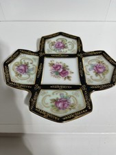 Unique Royal Sealy Vintage Saucer Trinket Dish Black Gold picture