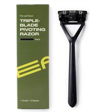 NEW NIB Original Leaf Shave Triple Blade Pivoting Safety Razor BLACK picture
