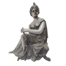 Unmarked Gray Pewter Seated Woman Figurine Small Classical People Art Decor picture