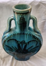 Vintage Ovington New York France Turquoise Blue Vase 11.5
