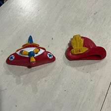 VINTAGE GIFTCO FRIDGE MAGNETS 2~Fire Helmet & Helicopter ￼Propeller ￼ picture