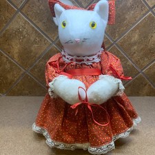 Vintage Stuffed Cat Country Plush Decor Handmade 14