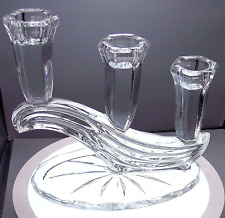 Vtg BUDER Bleikristal Crystal Glass Bird 3 Candle Candlestick Holder Pair 7