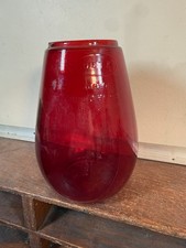Vintage Dietz Junior Globe Red Cast Glass Tubular Lantern Globe Embossed 5 1/2” picture